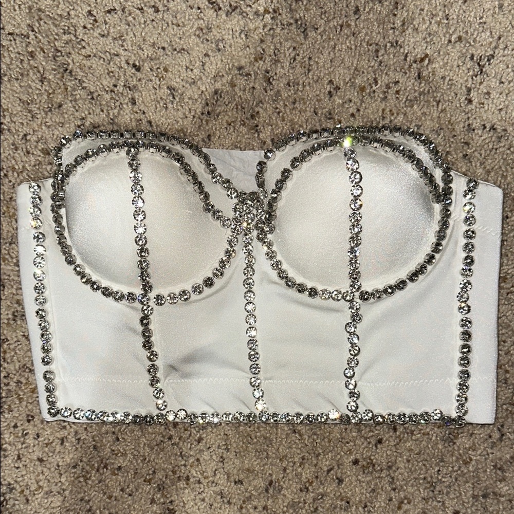 White Rhinestone Top